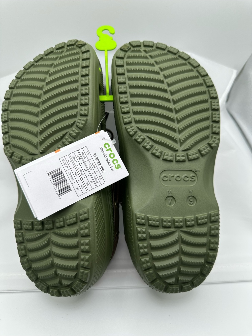 CROCS Olive Green Clog with Lace-Style Detail - Picture 2 of 2